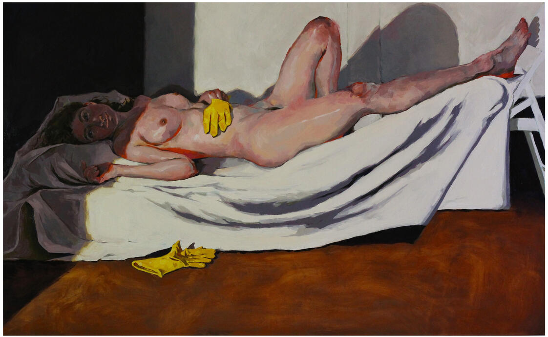gloves off, oil on canvas, 2024